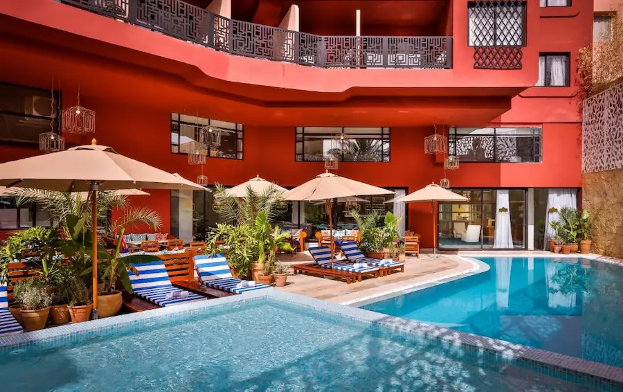 2Ciels Boutique Hotel rooftop pool and lounge in Marrakech
