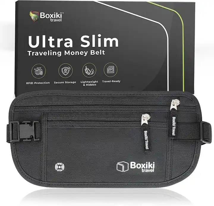 Boxiki Travel Hidden RFID-Blocking Money Belt for Marrakech trip