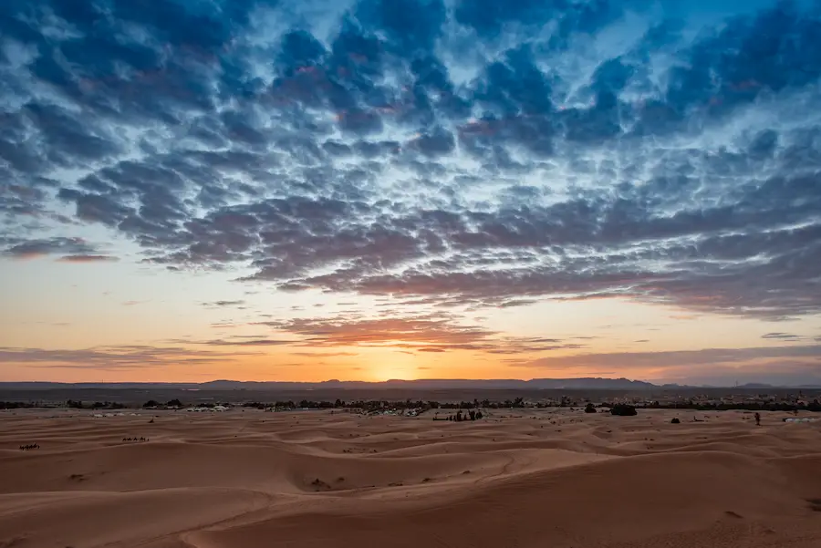 Erg Chebbi golden sand dunes in Merzouga