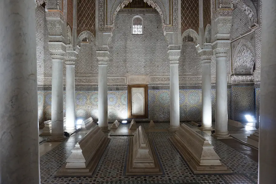 Saadian Tombs Hall of Twelve Pillars in pure Carrara marble